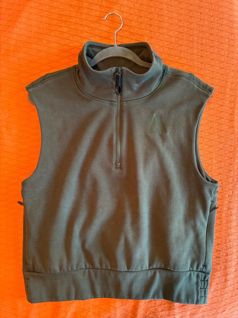 Athleta Olive Green Sleeveless Quarter-Zip Vest